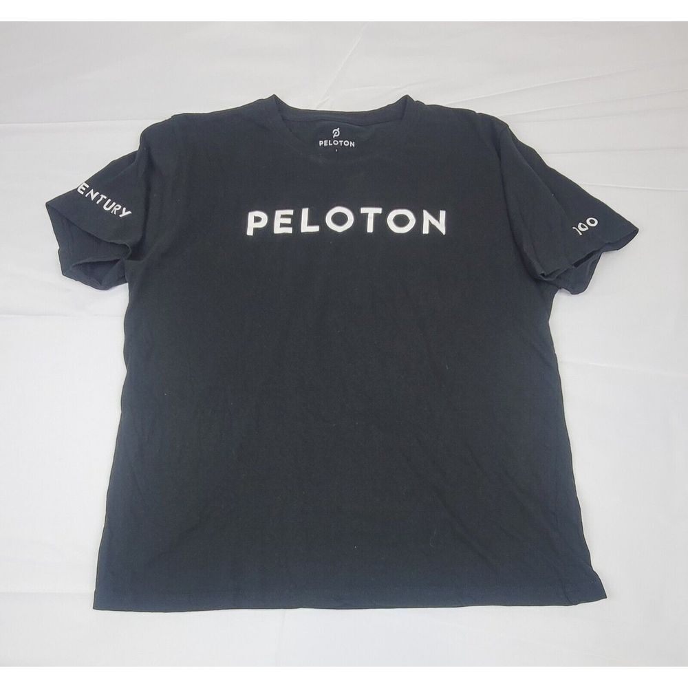 Peloton Cycling T-Shirt‎ Adult Large. 100 Century Club Black Excercise Tee